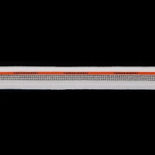 Декоративная тесьма отделочная лампасная со стразами, цвет белый+оранжевый, ширина 30 мм, намотка 50 ярдов