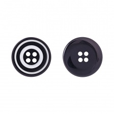 Пуговица пластиковая на четыре прокола, черная/белая, 34L