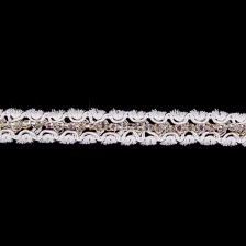 Тесьма отделочная со стразами, ширина 12 мм, цвет белый, стразы белые, намотка 15 ярдов