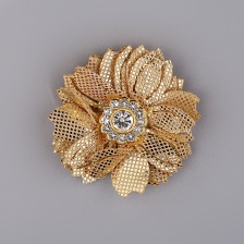 Цветочки декоративные со стразами, цвет золотой, диаметр 30 мм, 