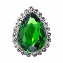 Стразы пришивные стеклянные в оправе, форма капля, цвет серебро+зеленый+белый, размер 10х14 мм, 112 шт/уп 