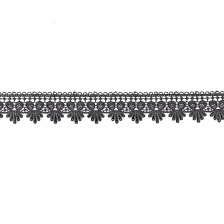 Кружево ажурное, красивая нежная гирлянда с причудливым узором и резным краем, ширина 45 мм, цвет черный, намотка 15 ярдов