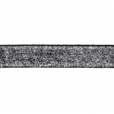 Лента бархатная с люрексом, ширина 20 мм, цвет черный+серебряный, намотка 50 ярдов