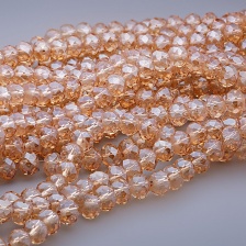 Бусины граненые Рондель (стекло), цвет шампань (89), 6 мм, 85шт/леска, 50 шт/уп (F8)