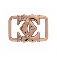 Декоративное украшение пришивное металлическое, размер 23 мм х 15 мм, цвет золотой+белые стразы