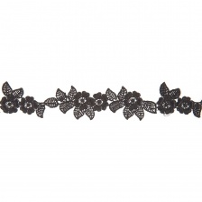 Кружево вязаное ажурное, ширина 30 мм, цвет черный, намотка 15 ярдов