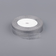 Лента люрикс, ширина 15 мм, цвет серебряный, намотка 25 ярдов