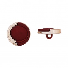 Пуговица пластиковая на ножке, круглой формы, золотая основа с бордовой вставкой, размер 40L