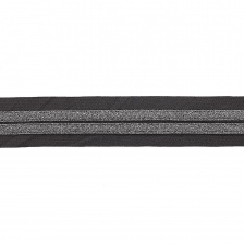 Декоративная тесьма отделочная лампасная , цвет черный+темное серебро, ширина 35 мм, намотка 15 ярдов