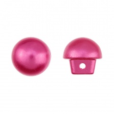 Пуговица пластиковая на ножке, в форме полусферы, темно-розового цвета, размер 18L