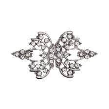 Застежка металлическая, цвет черный+стразы белые, размер 58х32 мм