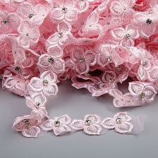 Цветочки из капроновой ленты, ширина 33 мм, намотка 20 ярдов, цвет розовый+белый, № 5