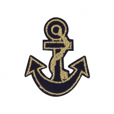 Термоаппликация "Якорь", размер 55х65 мм, цвет темно-синий+золото