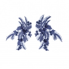 Аппликация кружевная пришивная, размер 210х300 мм, цвет темно-синий