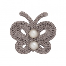 Аппликация 3D "Бабочка", цвет серый, размер 30х28 мм