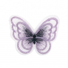 Аппликация "Бабочка", вышивка на капроне, размер 50х35 мм цвет сиреневый