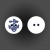 Пуговица пластиковая на два прокола, белая с темно-синим, 32L