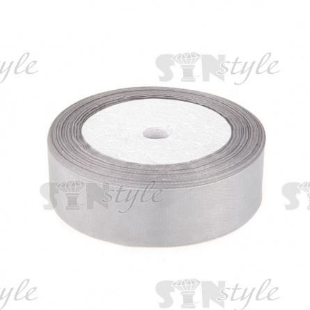 Лента атласная, ширина 25 мм, намотка 25 ярдов, цвет светло-серый (№068) фото 1