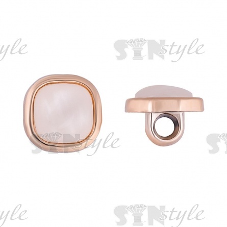 Пуговица пластиковая на ножке, размер 20L, цвет золотой+белый фото 1