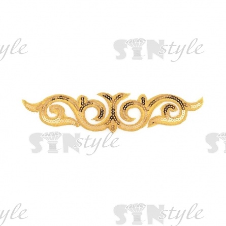 Термоаппликация орнамент с пайетками, цвет золотой, размер 245х55 мм фото 1