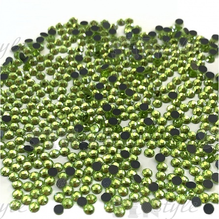 Стразы термоклеевые стеклянные SS16, форма круг, цвет салатовый (908), 1440 шт/уп фото 2