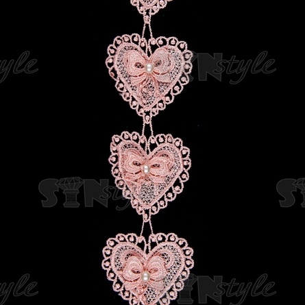 Кружево "Сердечки", ширина 50 мм, цвет розовый, намотка 15 ярдов  фото 2