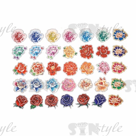 Термоаппликация "Цветок" из стеклянных страз, размер 53х53 мм, 35 шт на листе, лист 240х400 мм фото 1
