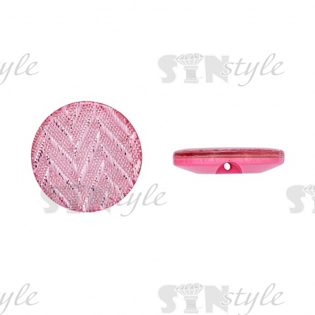 Пуговица пластиковая на полуножке, размер 24L, розовая с блестками, рисунок "елочка" фото 1