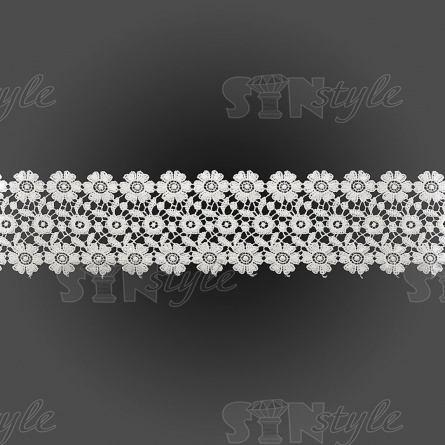 Кружево ажурное с нежным цветочным орнаментом, ширина 70 мм, цвет белый, намотка 15 ярдов фото 2