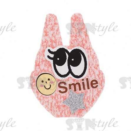 Аппликация 3D "Зайчик", цвет грязно-розовый, размер 35х50 мм фото 1