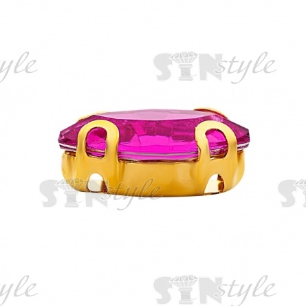 Стразы пришивные акриловые в цапах, форма лодочка, цвет золото+фуксия, размер 5х10 мм, 200 шт/уп. фото 2