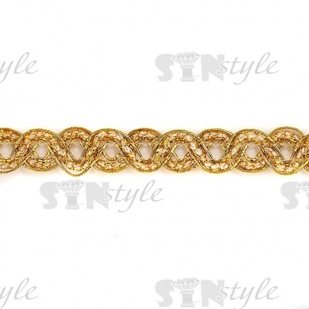 Тесьма отделочная металлизированная, ширина 15 мм, цвет золотой, намотка 15 ярдов фото 1