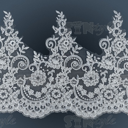 Кружево гипюр, ширина 330 мм, цвет кипенно-белый, намотка 10 ярдов фото 1