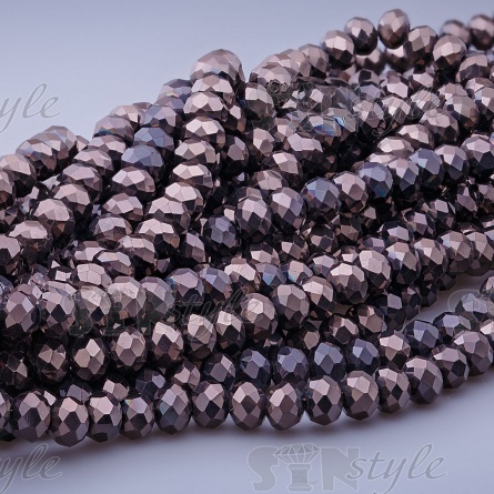 Бусины граненые Рондель (стекло), цвет кофе (80), 6 мм, 100 шт/нить фото 1