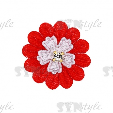 Аппликация 3D "Цветочек", цвет красный, размер 25 мм фото 1