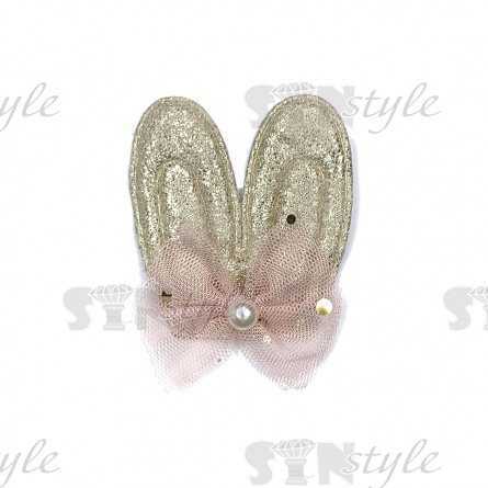 Аппликация 3D "Ушки", цвет золотой, размер 55 мм 60 мм фото 1