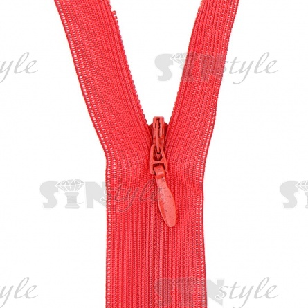 Молния спираль, тип 3, потайная, неразъемная, основа капрон, длина 50 см, цвет 147 (коралл), бегунок цвета основы фото 2