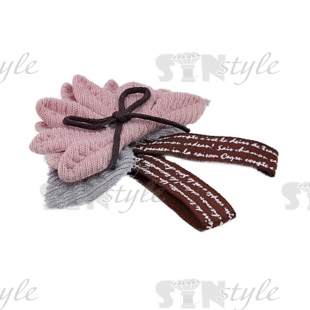 Аппликация 3D "Цветочек", цвет грязно-розовый+серый, размер 65х65 мм фото 2