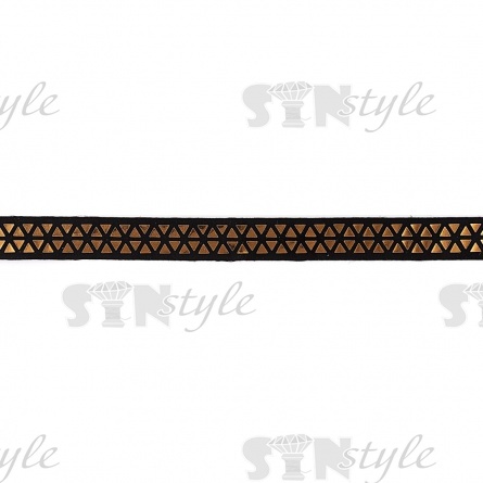 Отделочная тесьма с объемным тиснением фольгой, ширина 20 мм, черная основа с золотой фольгой, намотка 10 ярдов фото 1