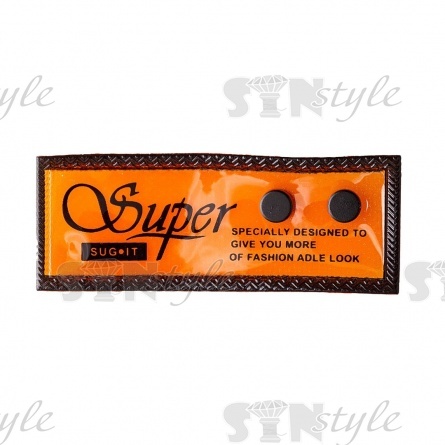 Аппликация пришивная ПВХ, полупрозрачная с надписью и черными заклепками, размер 65X25 мм, цвет оранжевый фото 1