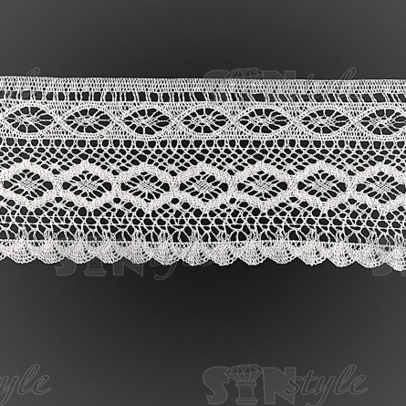 Кружево вязаное плетеное, ширина 130 мм, цвет белый, намотка 15 ярдов фото 1