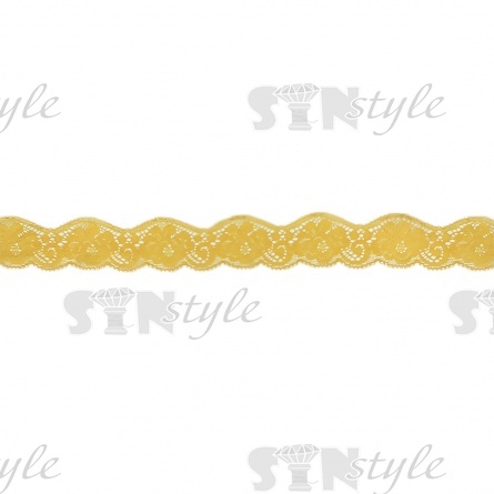 Кружево эластичное, ширина 33 мм, цвет желтый, намотка 15 ярдов, материал лайкра  фото 1