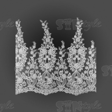 Кружево гипюр, ширина 600 мм, цвет белый, намотка 10 ярдов фото 2