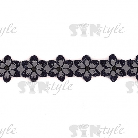 Цветочки из капроновой ленты, размер 30 мм, намотка 20 ярдов, цвет темно-синий (#41)  фото 3