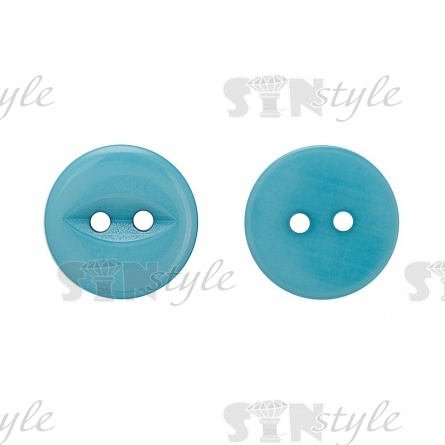 Пуговица пластиковая на два прокола, бирюзовая, 24L фото 1