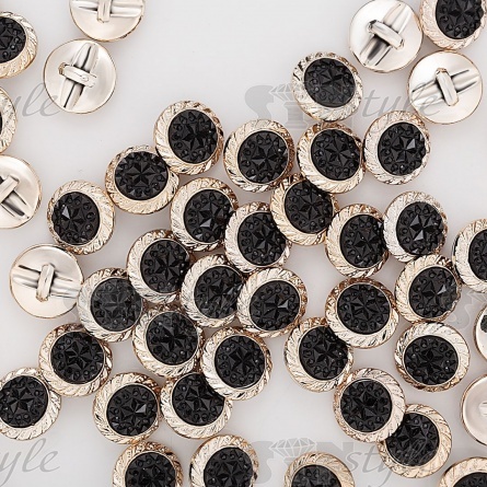 Пуговица пластиковая на ножке, размер 28L, цвет золото/черный фото 3