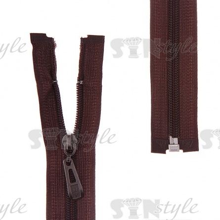 Молния спираль, тип 5 ,разъемная, длина 100 см, цвет 304 (т.коричневый), бегунок темный никель фото 2