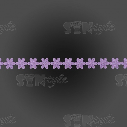 Декоративная лента из цветочков, цвет фиолетовый, ширина 20 мм, намотка 20 ярдов фото 2