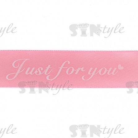 Лента атласная с принтом,  ширина 25 мм, намотка 100 ярдов, цвет розовый (№04) фото 3