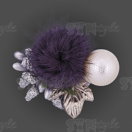 Цветочки декоративные с натуральным мехом, цвет серый, размер 40 мм,  фото 1